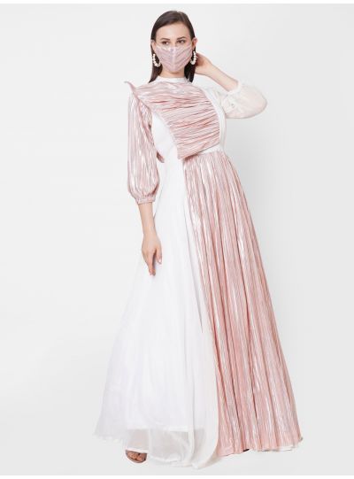 Ivory-Pink Gown with Mask