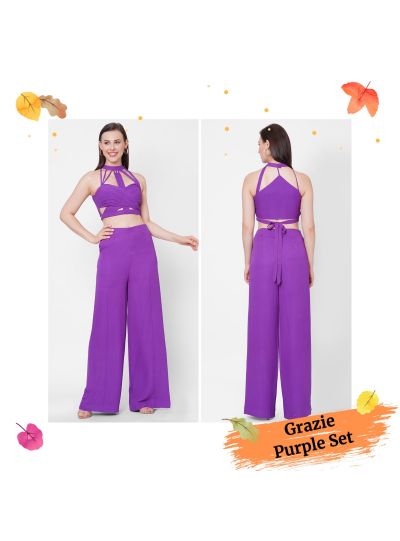 Purple Bustier with Pallazo Resort wear Set