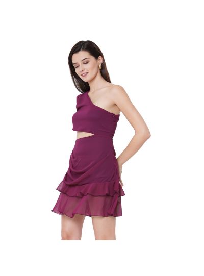 Wine and Cheese One Shoulder Dress
