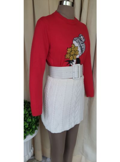 Beige Woolen Highwaist Skirt